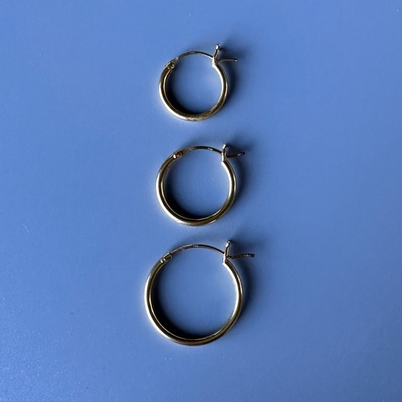 Gold Hoop Earrings Set - Picture 3 of 10